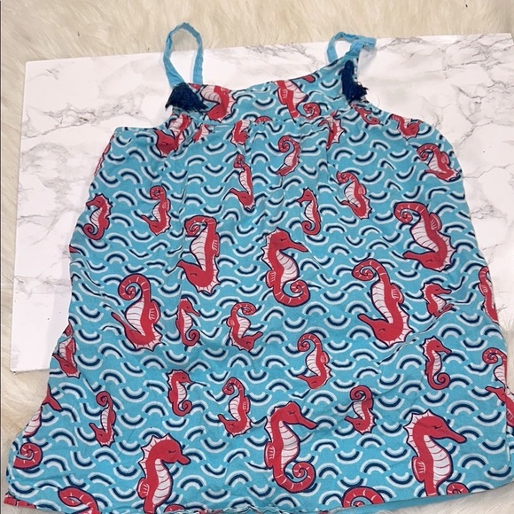 Girls Blue and Red Seahorse Print Top size large - Picture 2 of 6